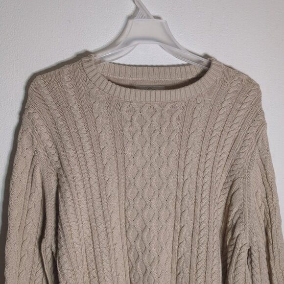 St Johns Bay Mens Fishermans Sweater Cable Knit Cotton Cream Chunky Grandpa XXL - Picture 2 of 8